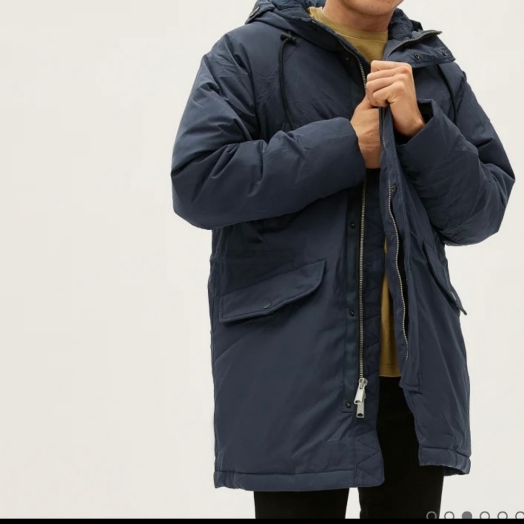 Everlane Mens The Renew Long Parka Jacket Coat Navy Size Xx Small